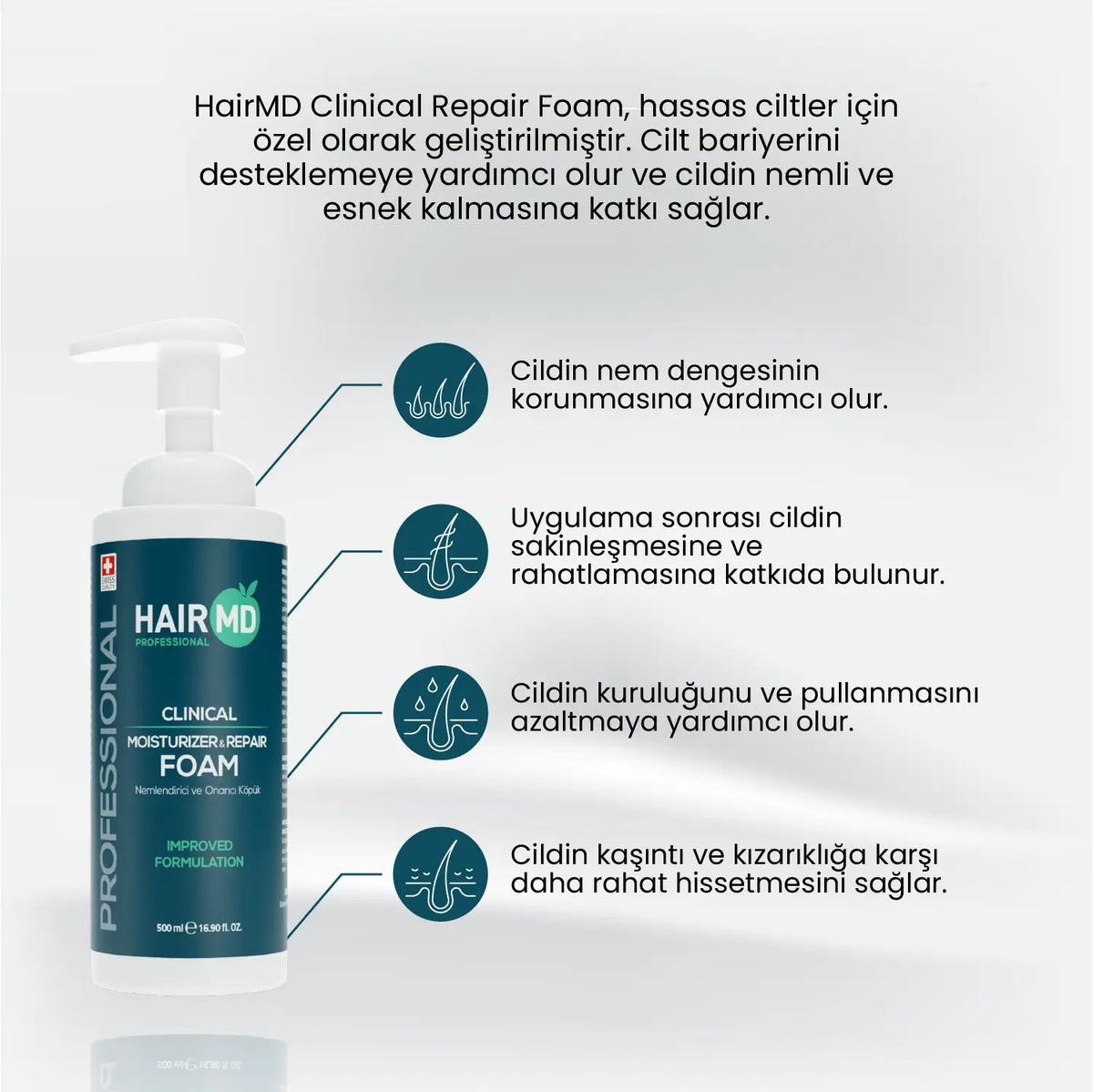 HairMD Clinical Onarıcı Bakım Köpüğü 500 ml - HAİR MEDİCAL SHOP
