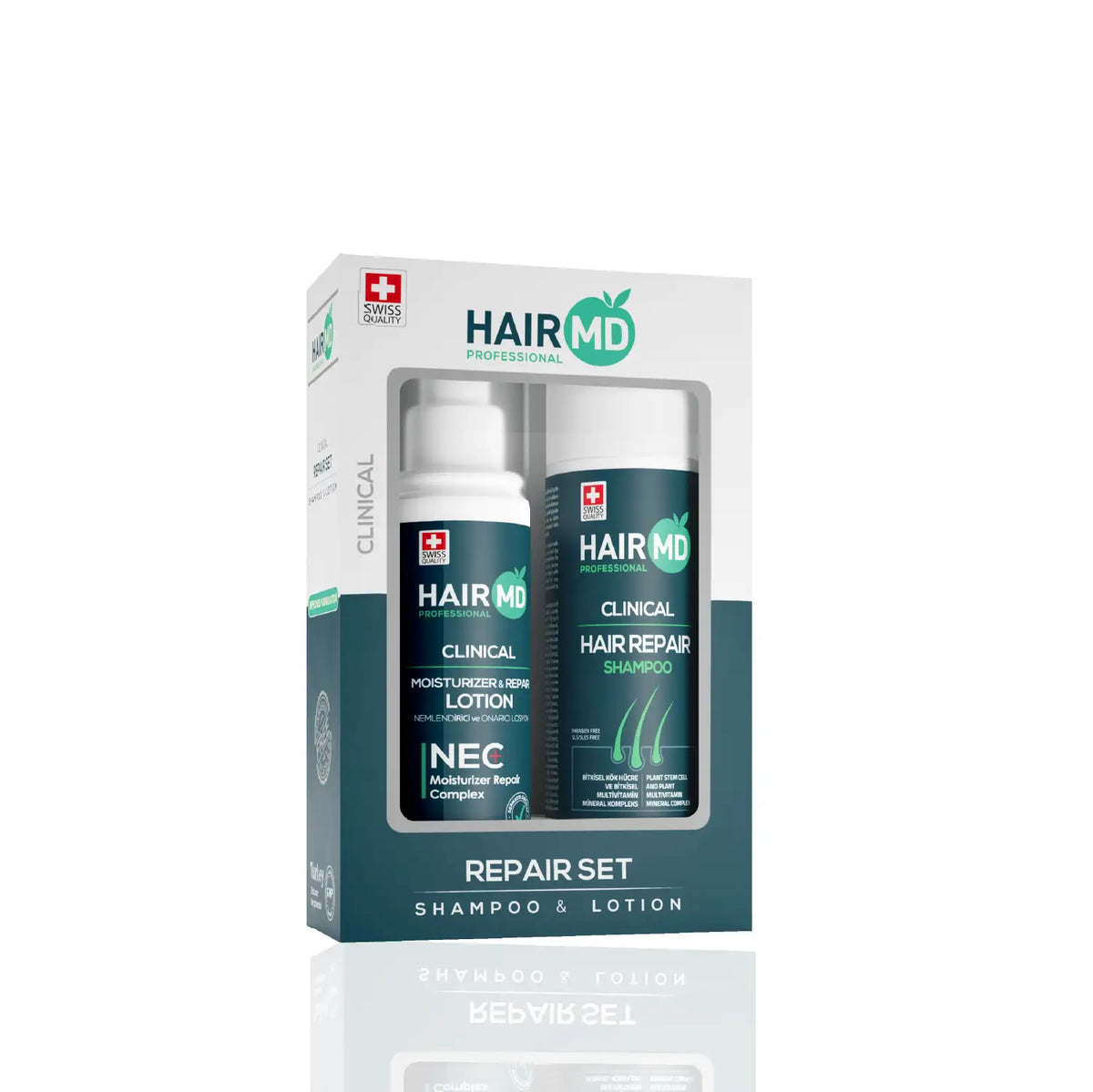 HairMD Clinical Onarıcı Bakım Seti (Şampuan 250 ml + NEC Losyon 125 ml) - HAİR MEDİCAL SHOP