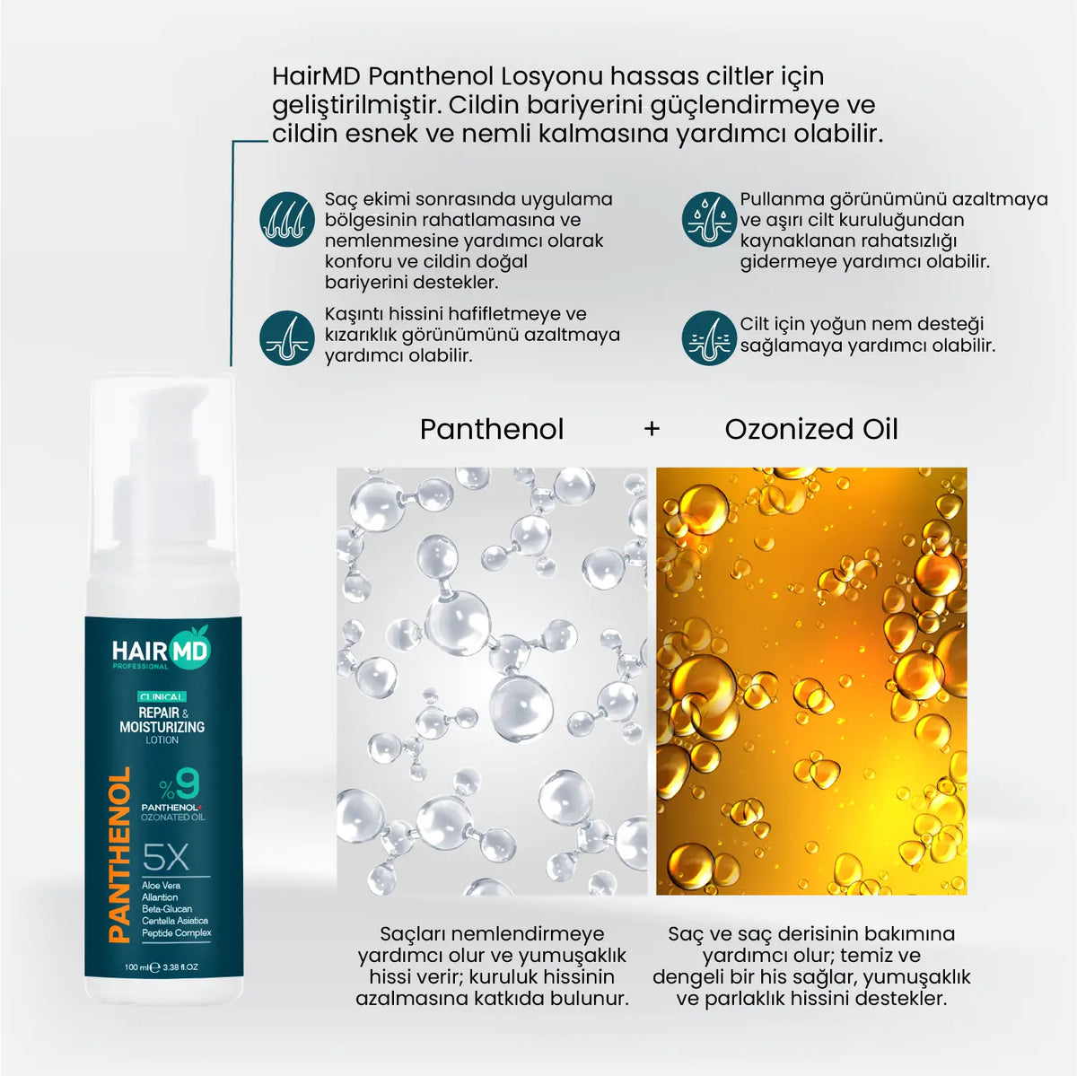 HairMD Clinical Onarıcı Bakım Seti (Şampuan 100 ml + %9 Pantenol Losyon 100 ml) - HAİR MEDİCAL SHOP