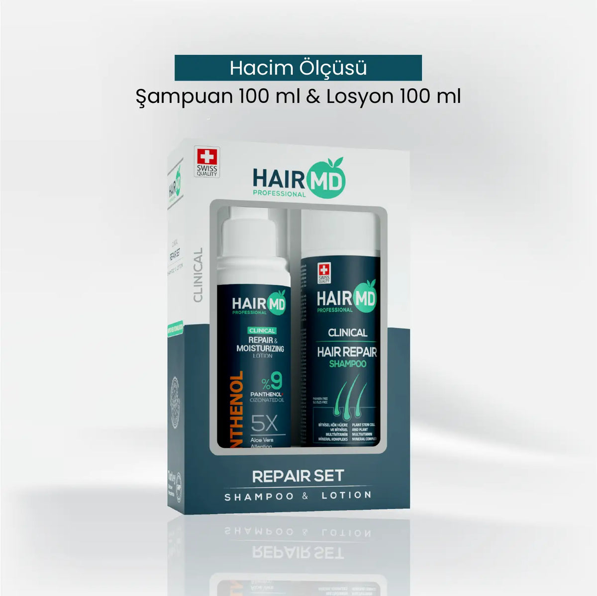HairMD Clinical Onarıcı Bakım Seti (Şampuan 100 ml + %9 Pantenol Losyon 100 ml) - HAİR MEDİCAL SHOP