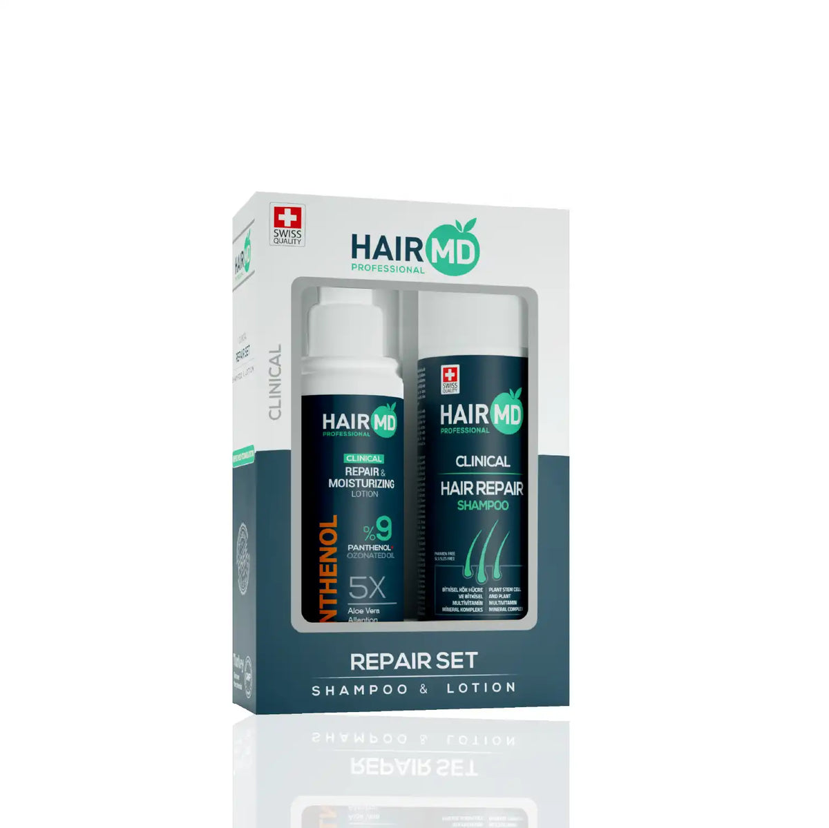 HairMD Clinical Onarıcı Bakım Seti (Şampuan 100 ml + %9 Pantenol Losyon 100 ml) - HAİR MEDİCAL SHOP