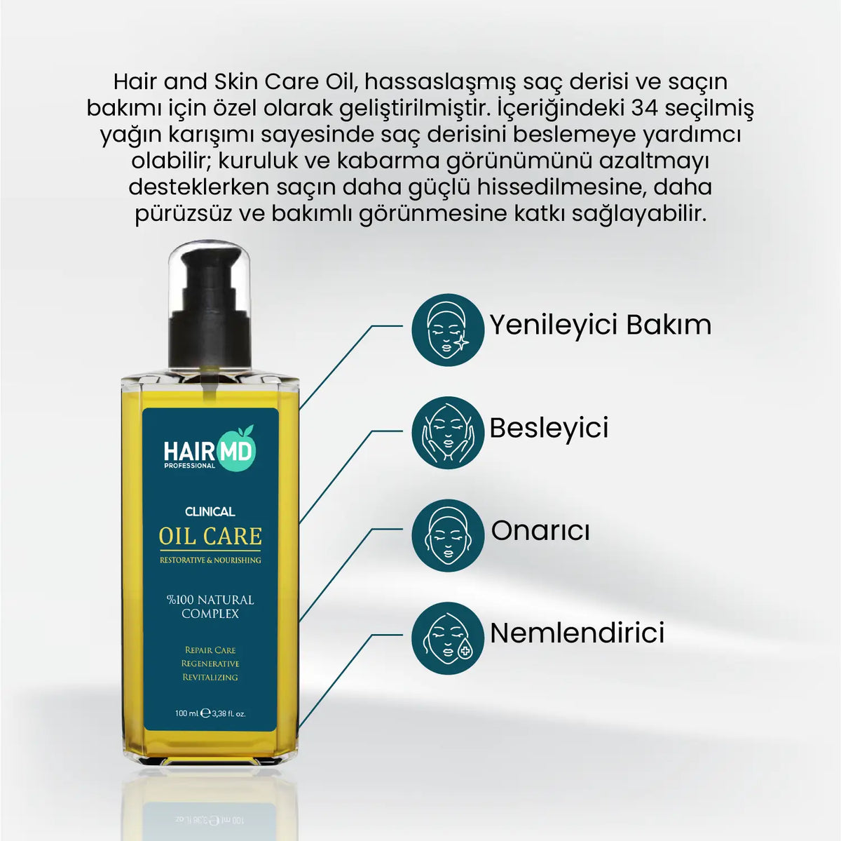 HairMD Clinical Yenileyici ve Besleyici Saç Bakım Yağı 100 ml - HAİR MEDİCAL SHOP