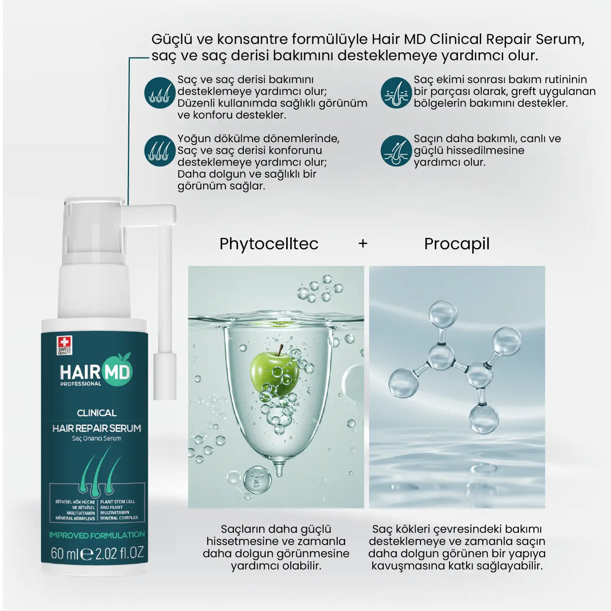 HairMD Clinical Saç Onarım Özel Seti 3 Aylık Kullanım + Dermaroller - HAİR MEDİCAL SHOP