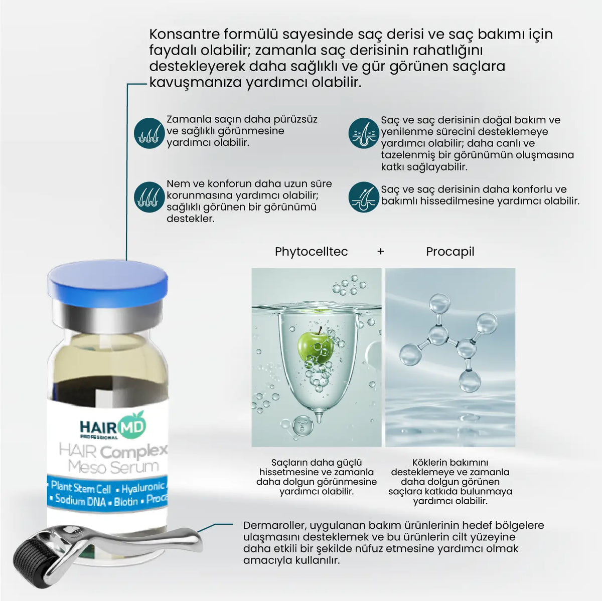 HairMD Clinical Saç Onarım Özel Seti 3 Aylık Kullanım + Dermaroller - HAİR MEDİCAL SHOP
