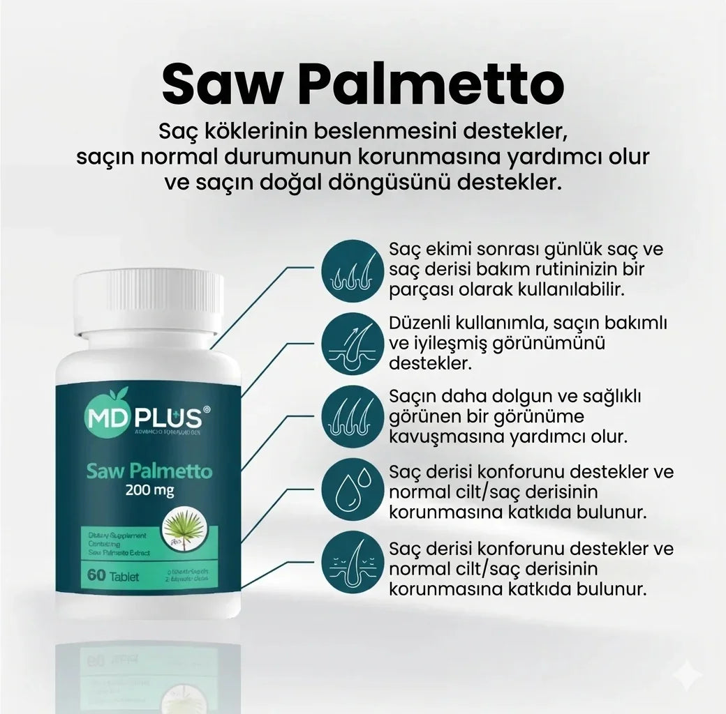 HAİRMD Plus Advanced Hair Saw Palmetto 200 mg 60 Tablet - HAİR MEDİCAL SHOP 