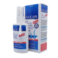 Evocapil Plus spray bottle with hair treatment solution, featuring a white and green label, designed for hair care.
