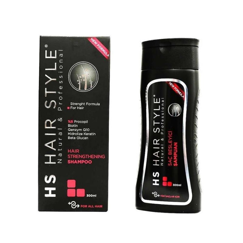 HS Hair Style Şampuan 300 ml bottle with white packaging and blue cap, displayed on a plain background.