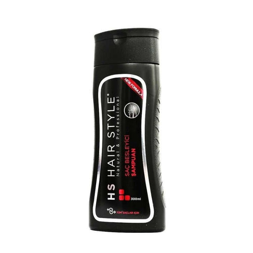 HS Hair Style Şampuan 300 ml bottle with clear label, designed for hair cleansing and scalp care.