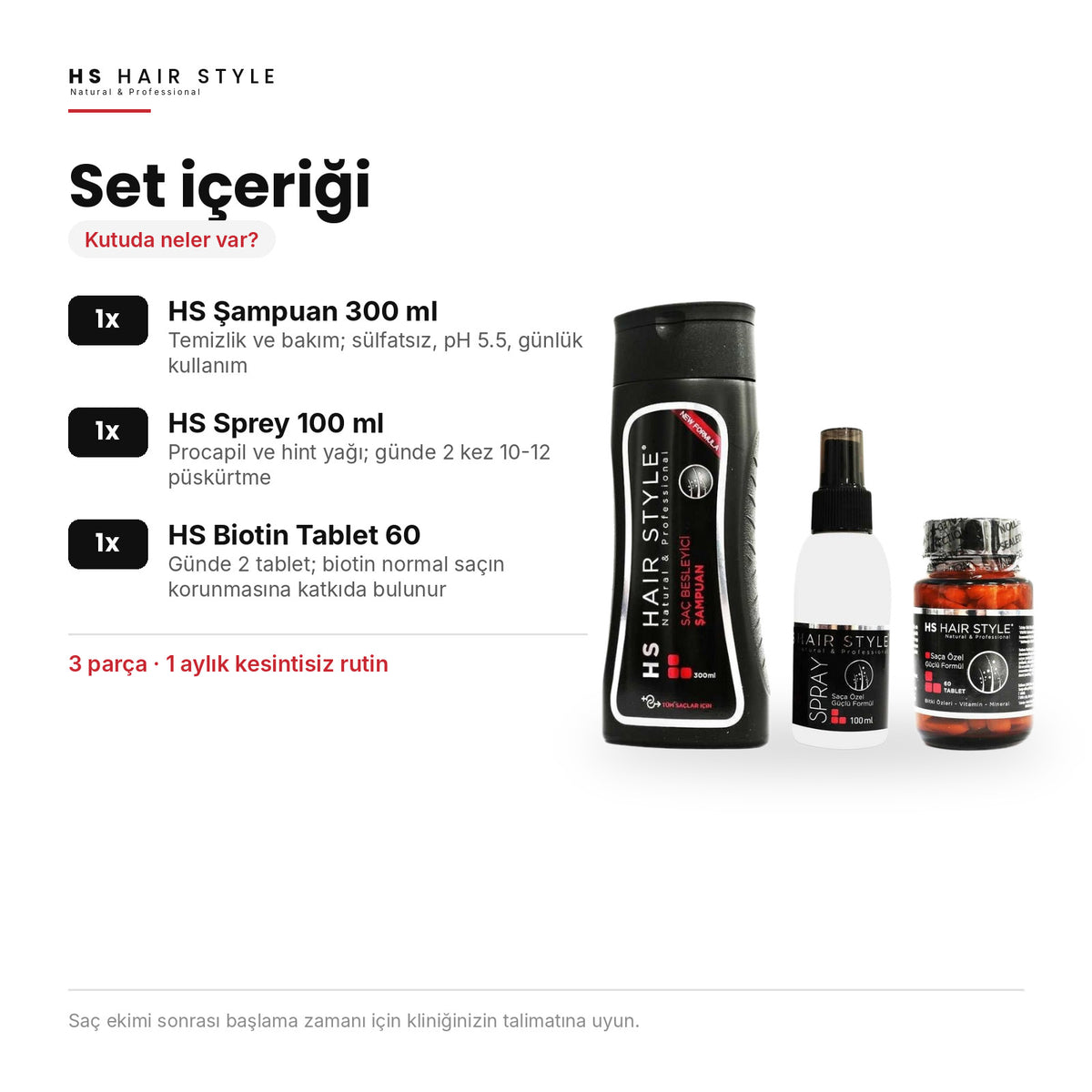 HS Hair Style 1 Aylık Set, set içeriği