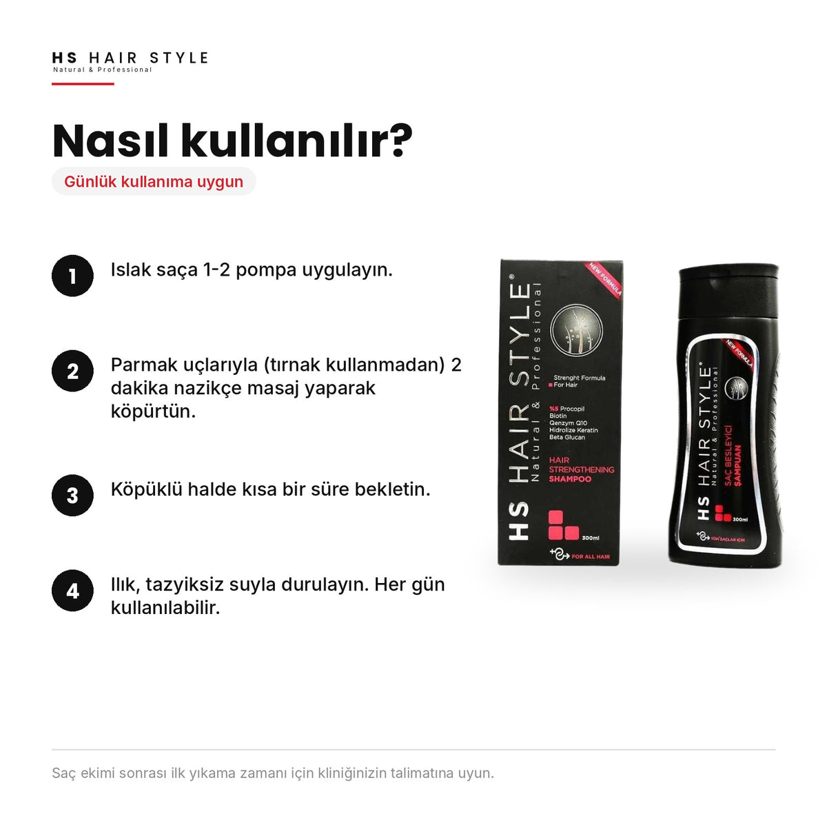 HS Hair Style Şampuan 300 ml, nasıl kullanılır