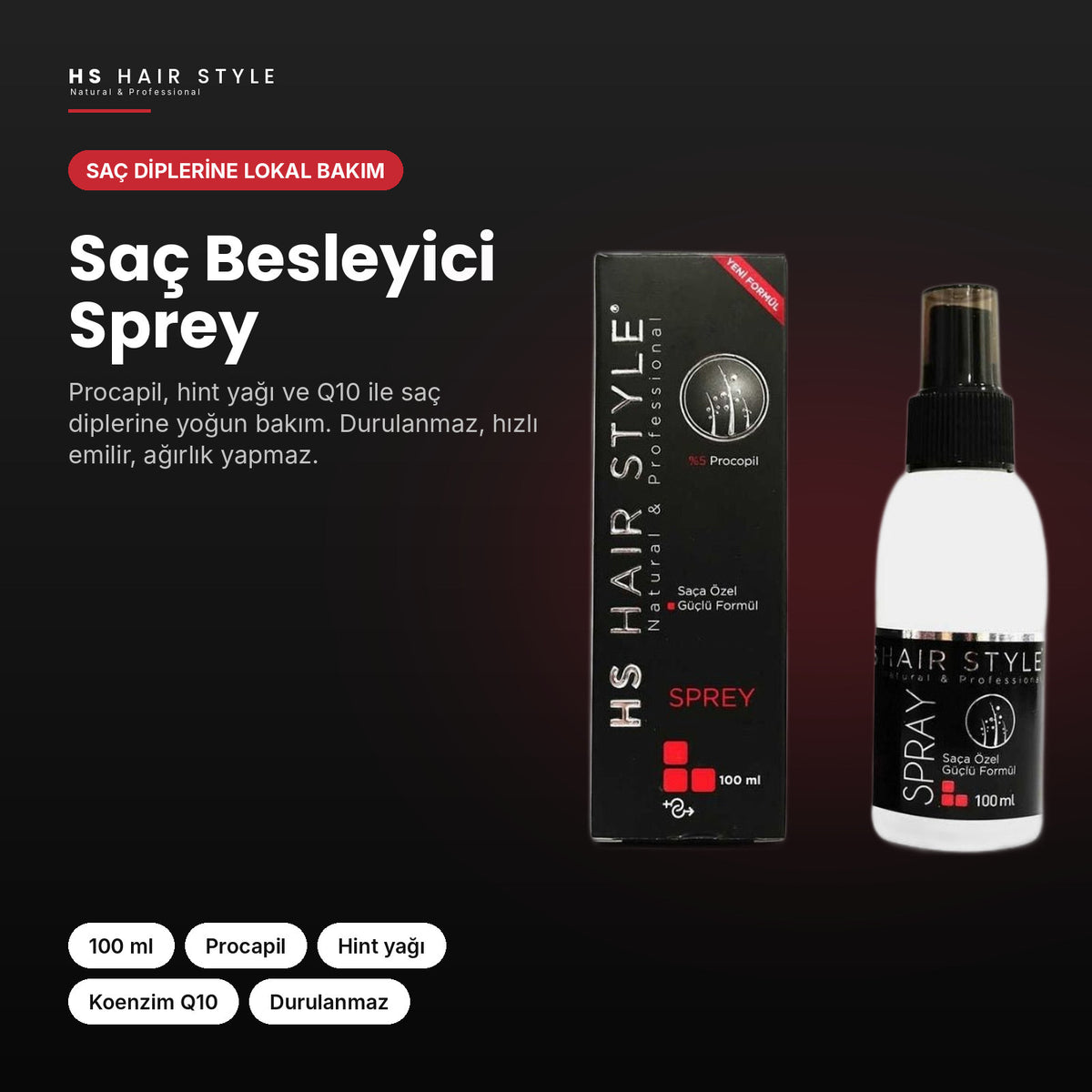 HS Hair Style Sprey 100 ml, öne çıkan özellikler