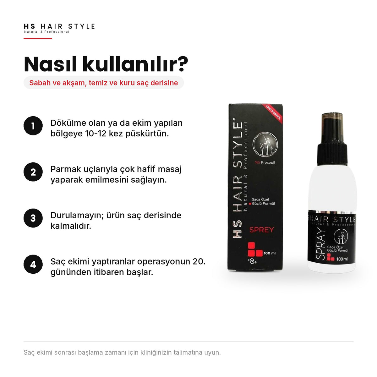 HS Hair Style Sprey 100 ml, nasıl kullanılır