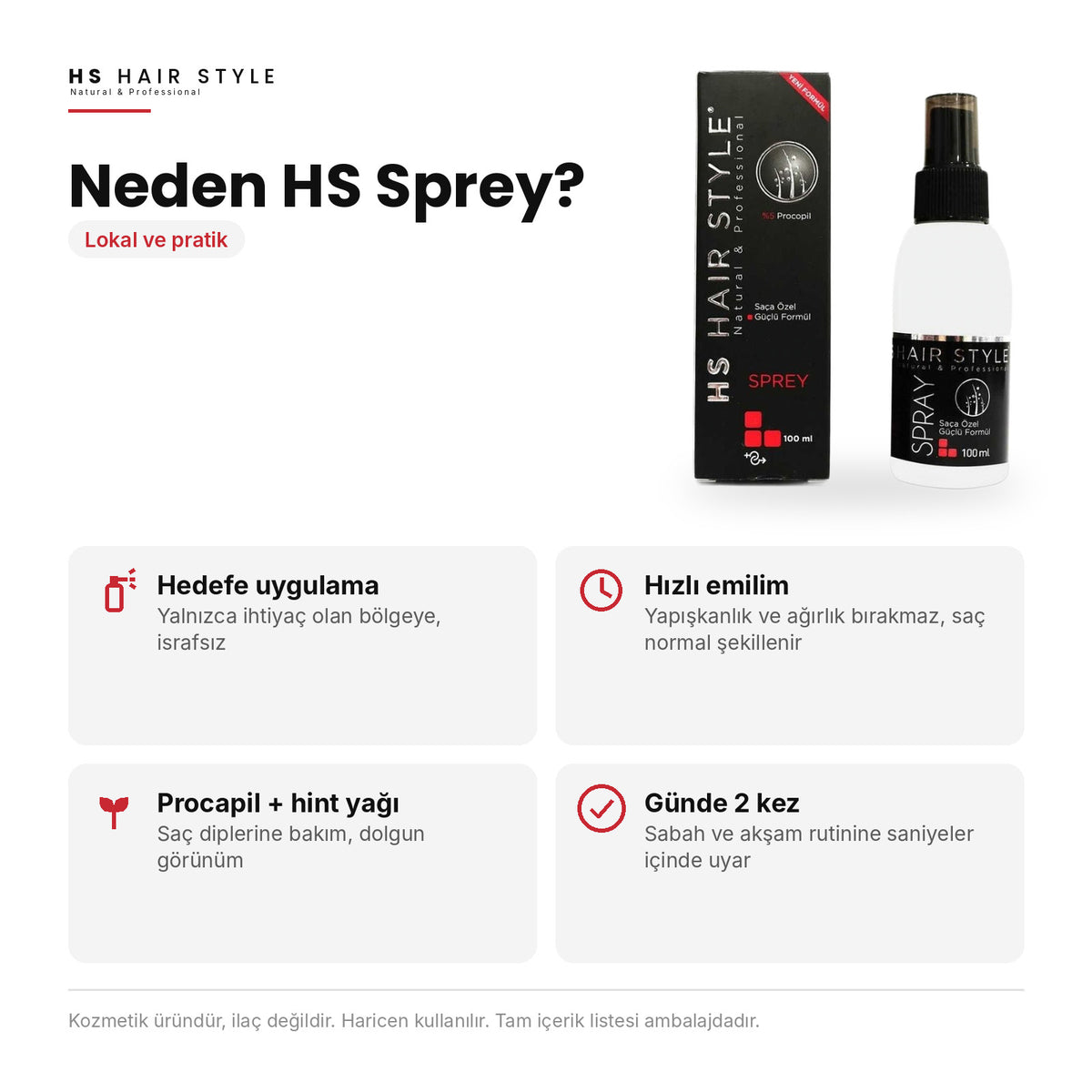 HS Hair Style Sprey 100 ml, neden HS Sprey