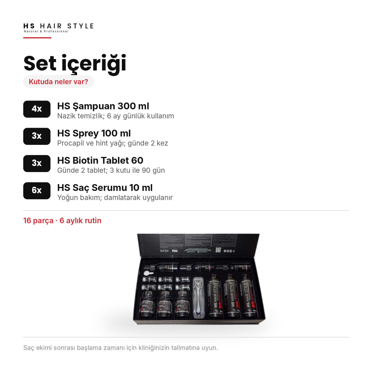HS Hair Style VIP Serumlu Set (6 Aylık), set içeriği